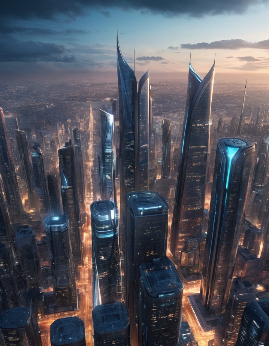 futuristic, skyscrapers, cityscape, urban development, architecture