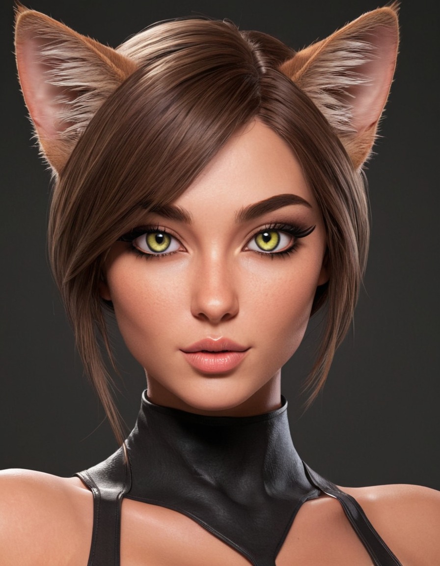 mutations, woman, female, mutated woman, feline features, cat-like eyes, cat ears