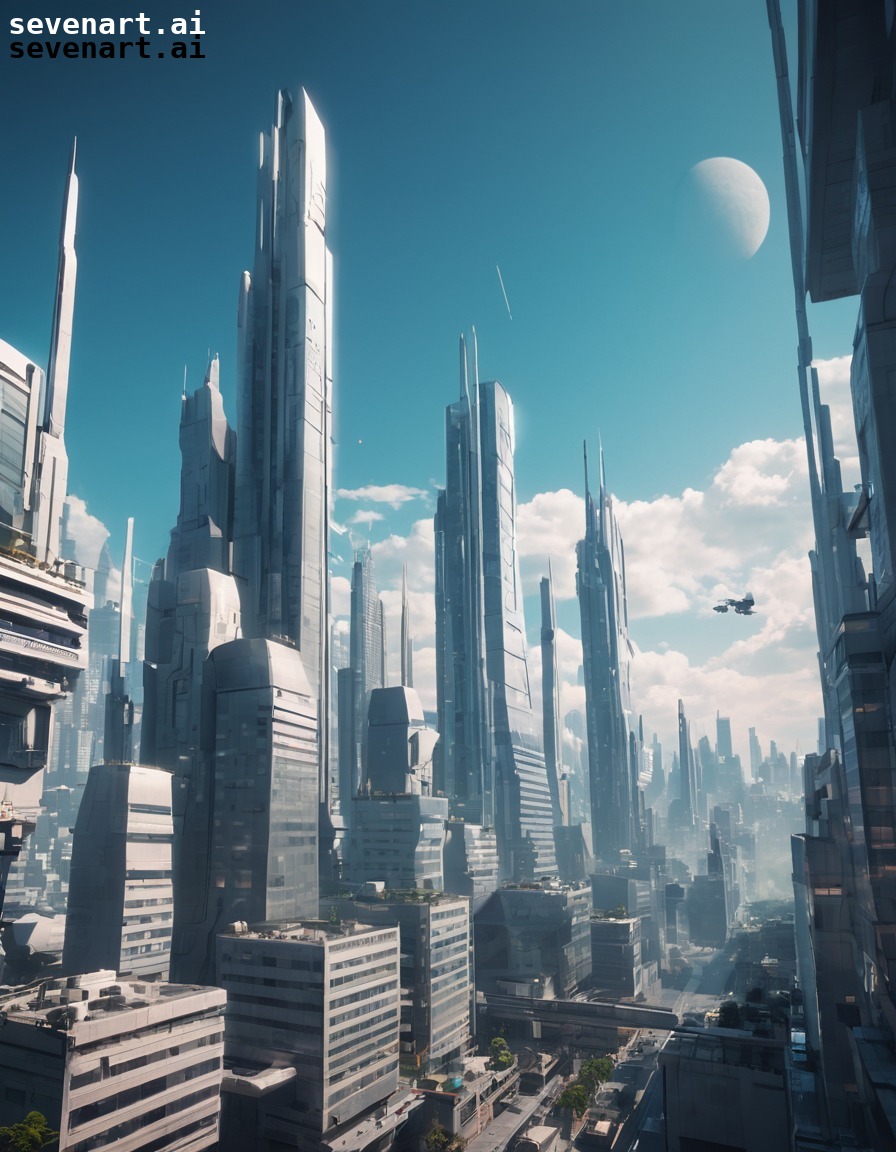 futuristic, cityscape, buildings, geometric, skyline