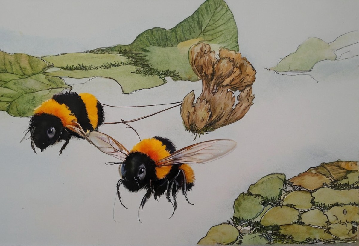 bumblebee, fantasy, landscape, painting, scenery, traditionalart, watercolour