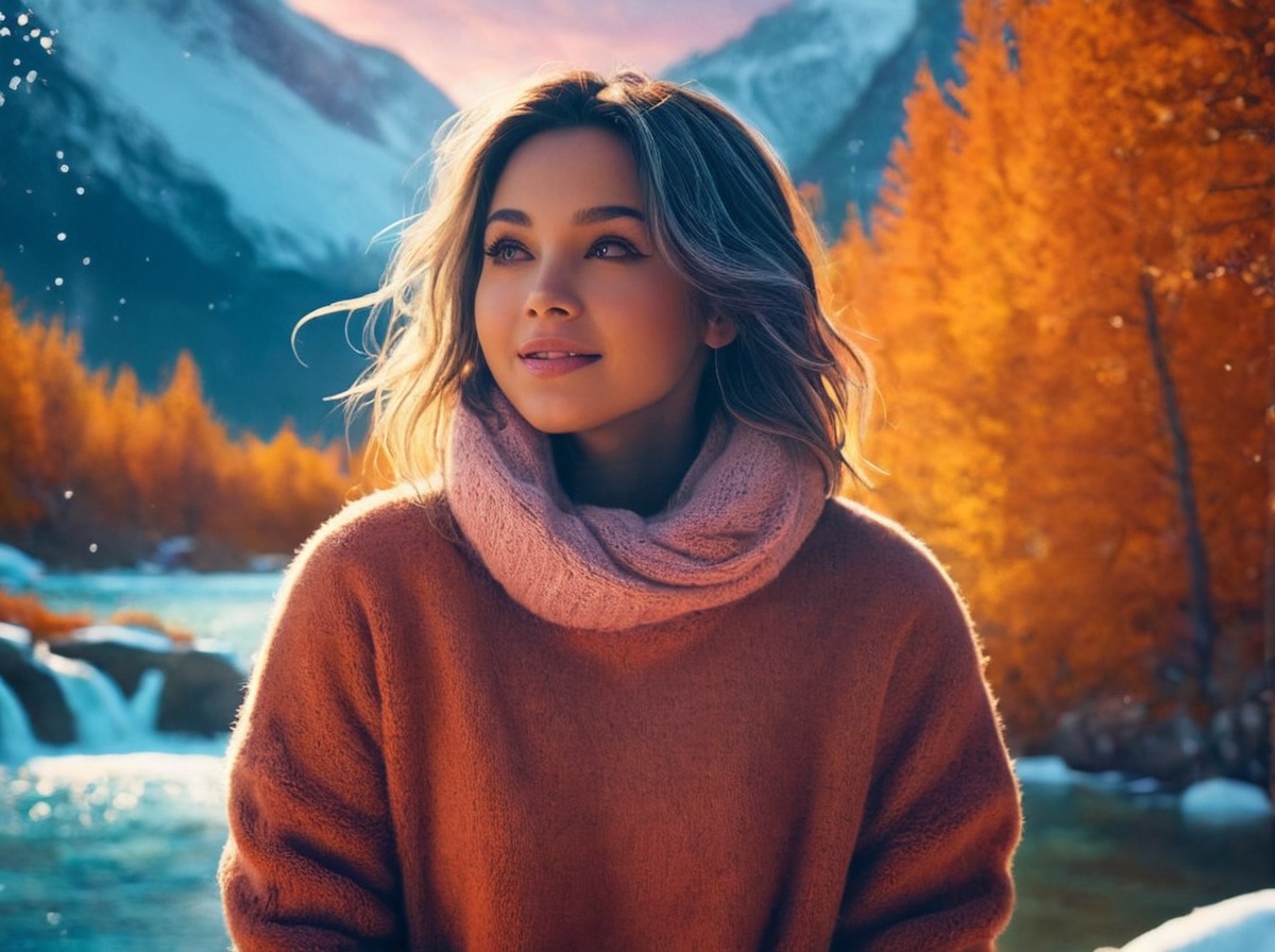 digitalart, characterdesign, digitalpainting, cartoon, portrait, fanart, beautiful, character, clothes, cold, dailydeviation, epic, girl, landscape, landscapescenery, magic, nature, photoshop, river, serene, sunset, sweater, tree, weather, dailychallenge, sweaterweather