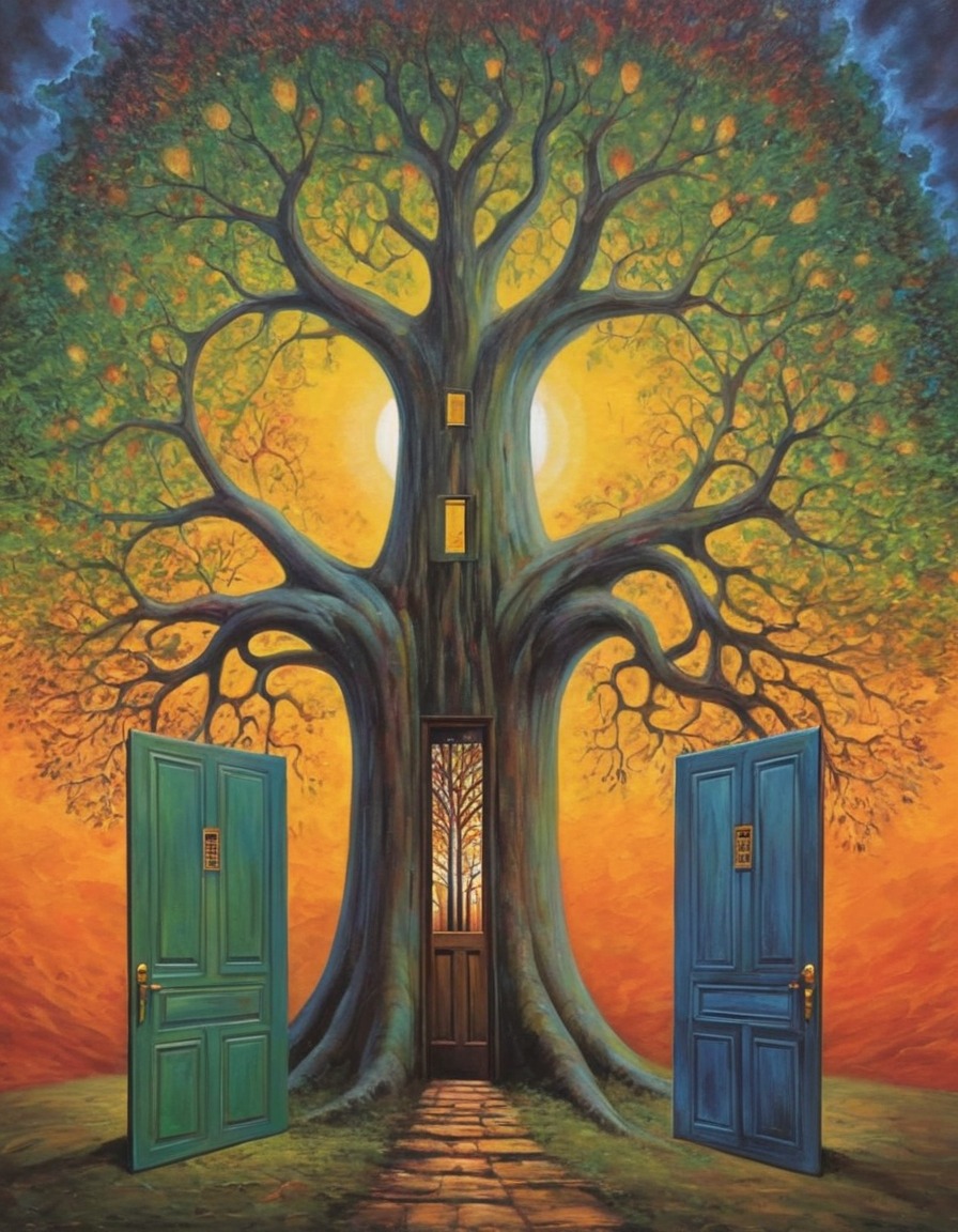 fantasy, surreal, tree, magical, portal