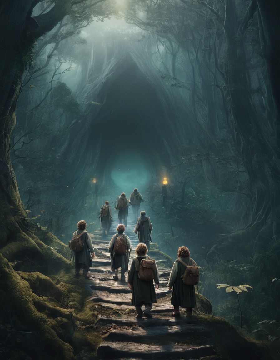 fantasy, adventure, hobbits, forest, journey, john tolkien, tolkien