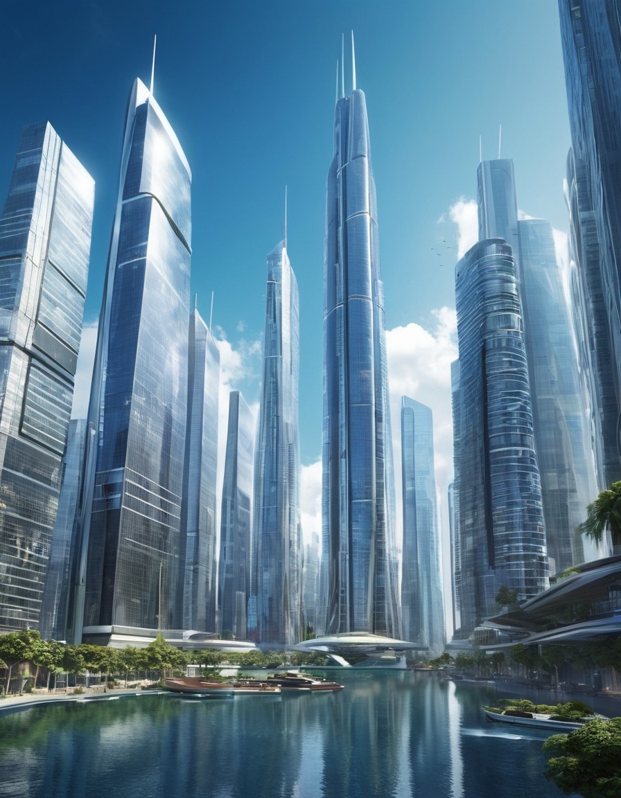 futuristic, cityscape, skyscrapers, modern architecture, architecture