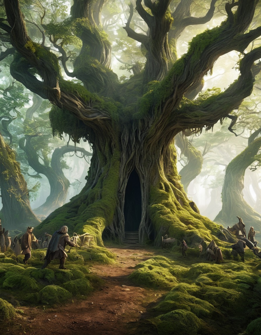 fantasy, fangorn forest, ents, gathering, nature, middle-earth, john tolkien, tolkien