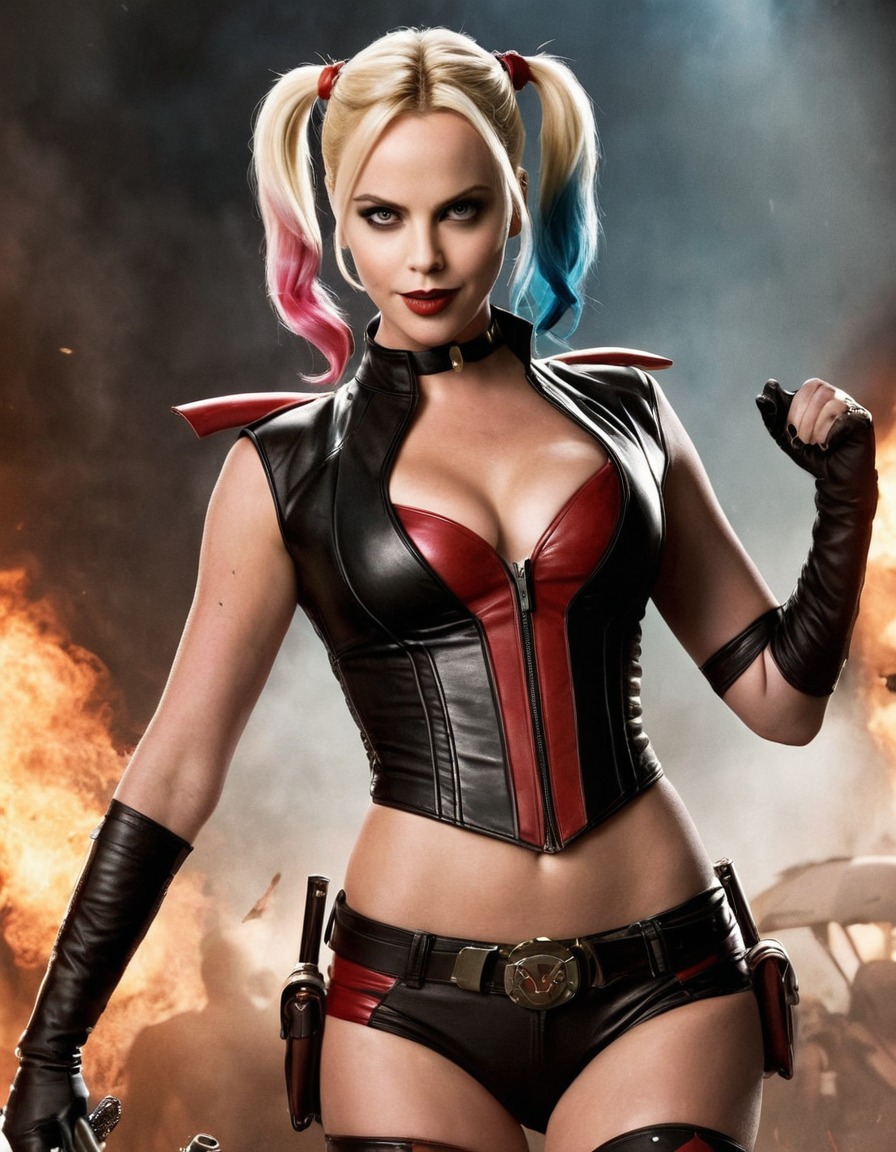 charlize theron, harley quinn, actress, character, action scene, dc comics