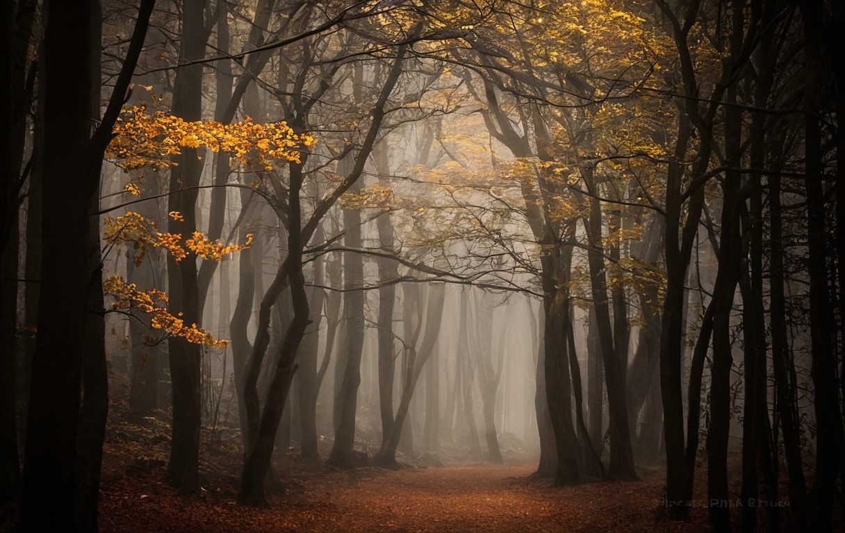 autumn, fall, falling, fog, forest, leafs, mist, natural, nature, path, road, tree, trees, wood, woodland, woods, pieters, nelleke, nellekepieters, naturephotography