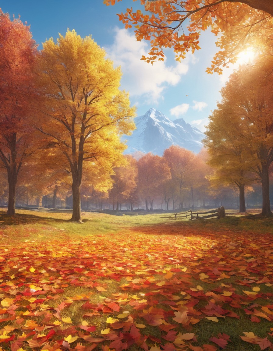 meadow, autumn, leaves, nature