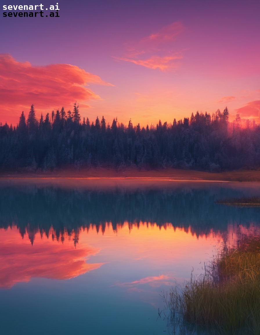 nature, landscape, sunset, lake, reflection