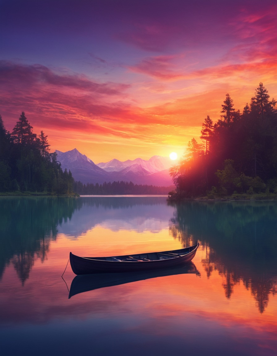 nature, sunrise, lake, reflection, tranquility