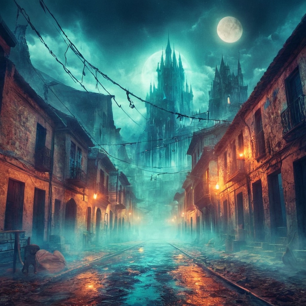 digitalart, magic, fantasyart, horror, ghost, spooky, halloween, fog, conceptart, surreal, creepy, cemetery, characterdesign, digitalpainting, scifi, architecture, ghosttown