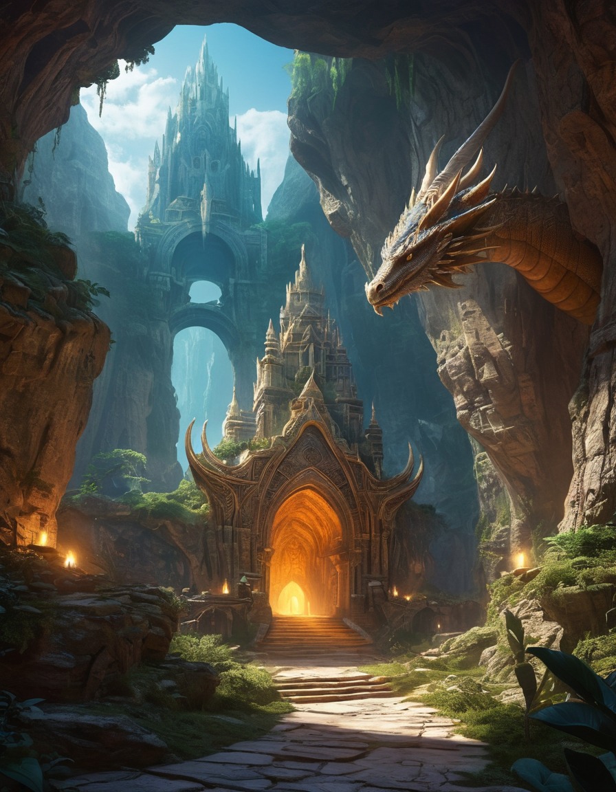 fantasy, dragons, wizards, caves, ancient, magic, fantastic