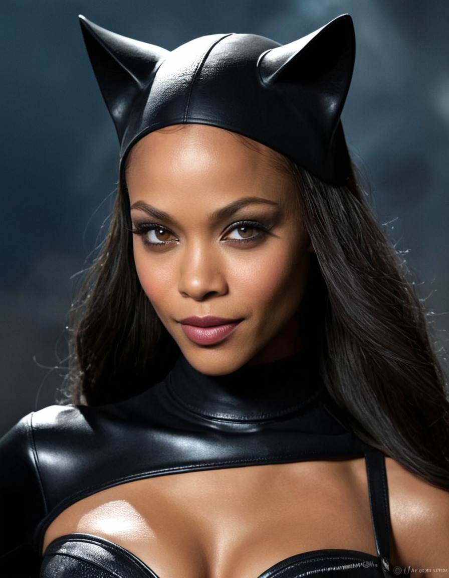 zoe saldana, catwoman, actress, dc comics, superhero, feline, fictional character