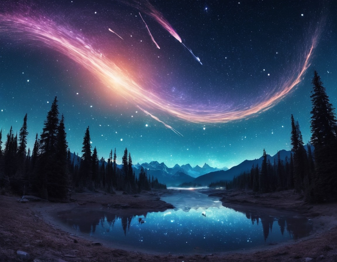 space, panorama, galaxies, shooting stars, mesmerizing, stars