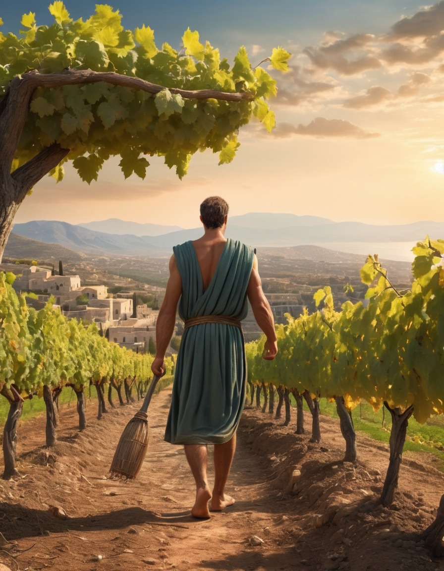 ancient man, vineyard, agriculture, ancient greece, 400 bc