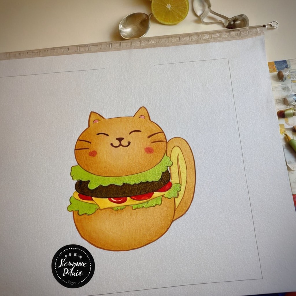 kitty, traditionalart, cat, cartoon, oilpainting, catburgertutorial