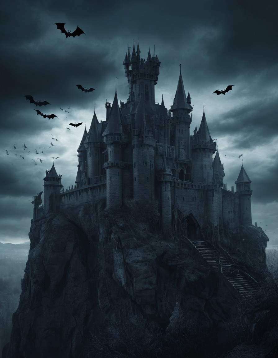 gothic castle, gargoyles, bats, fortress, medieval architecture, gothic, underground, dark