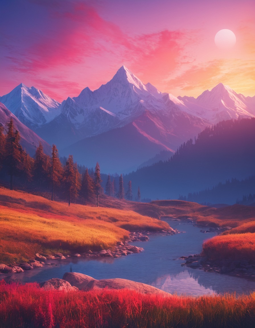 nature, sunrise, mountains, serene, landscape