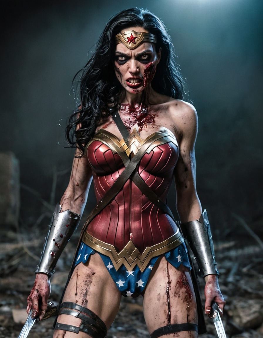 zombie, wonder woman (dc comics), superhero, dc comics, horror, undead, comic book