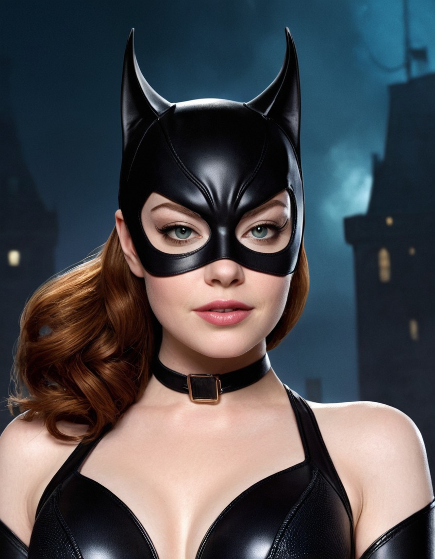 emma stone, catwoman, dc comics, batman, superhero, costume, film