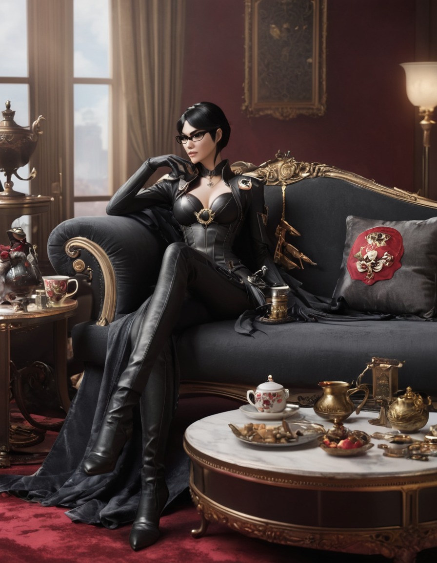 bayonetta, video game character, tea time, collection, weapons, games, girls from games