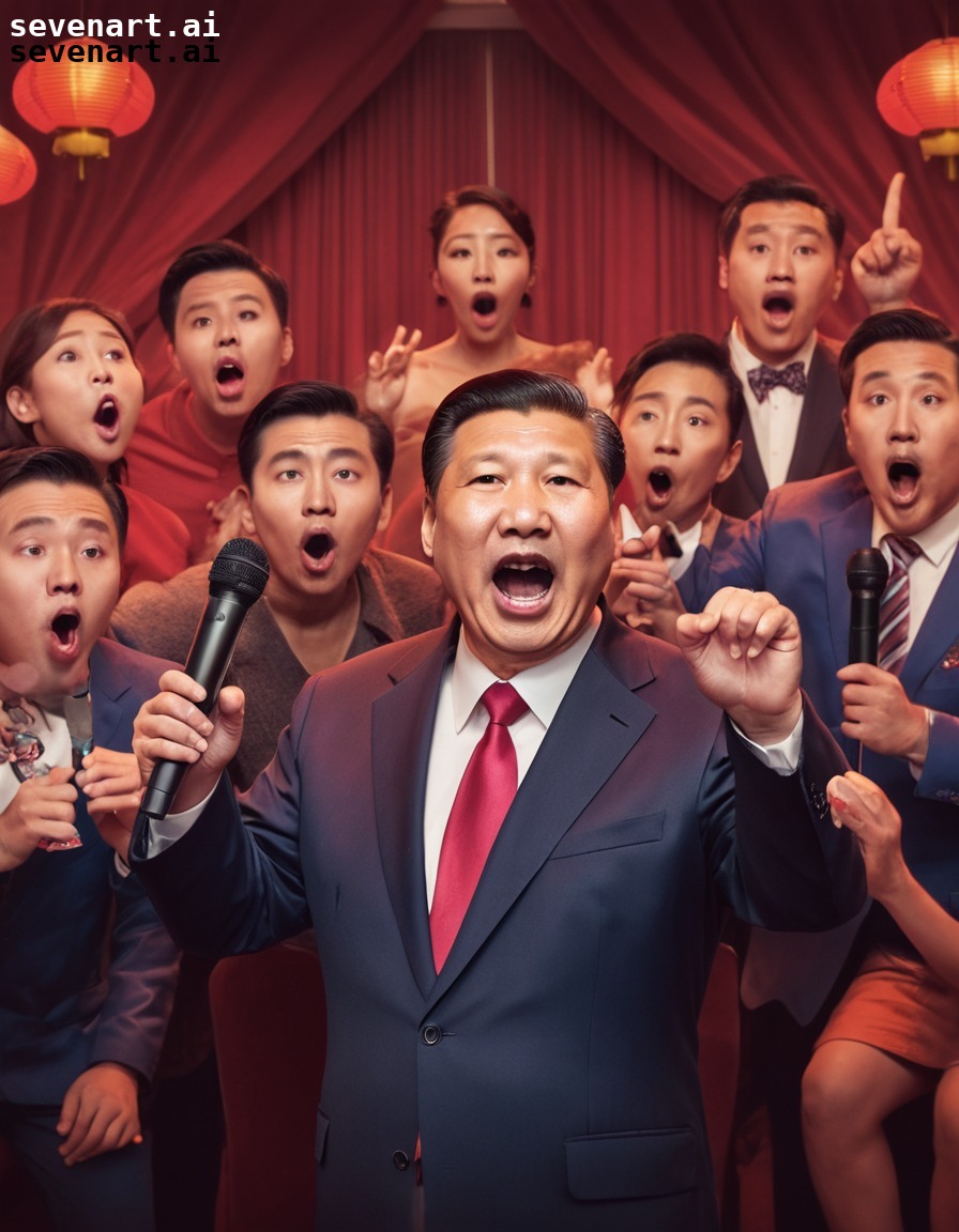 xi jinping, karaoke, singing, onlookers, surprise, china