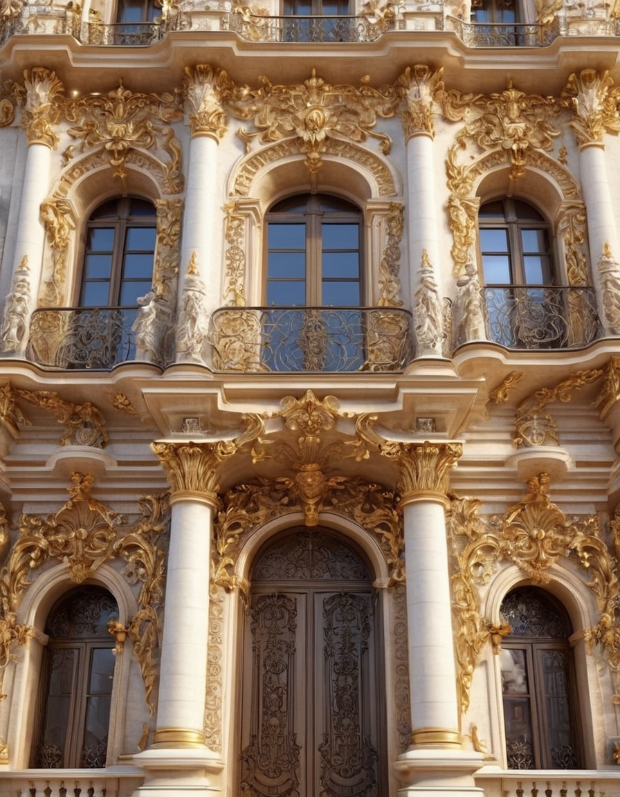 baroque architecture, intricate design, ornate decorations, detailed facade, architecture