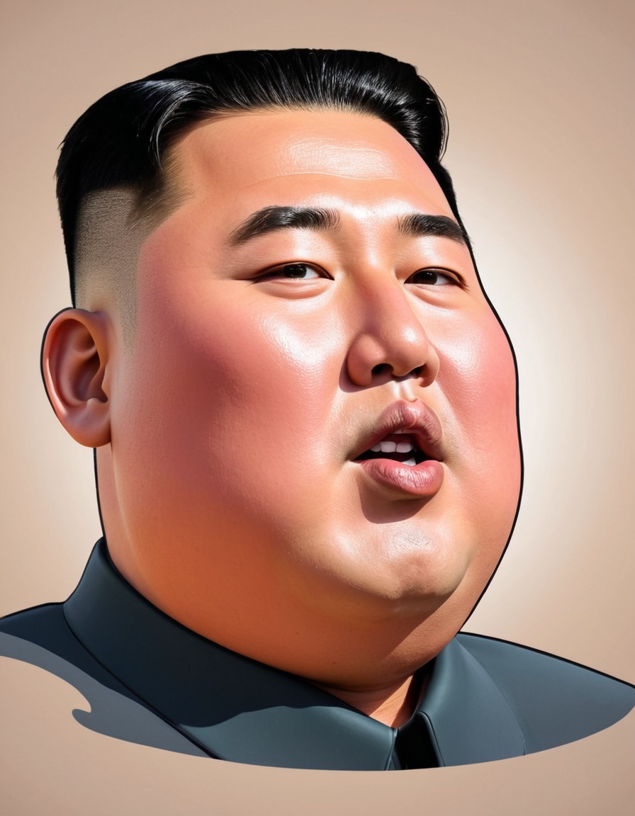 kim jong un, caricature, whimsical, colorful, exaggerated, politics