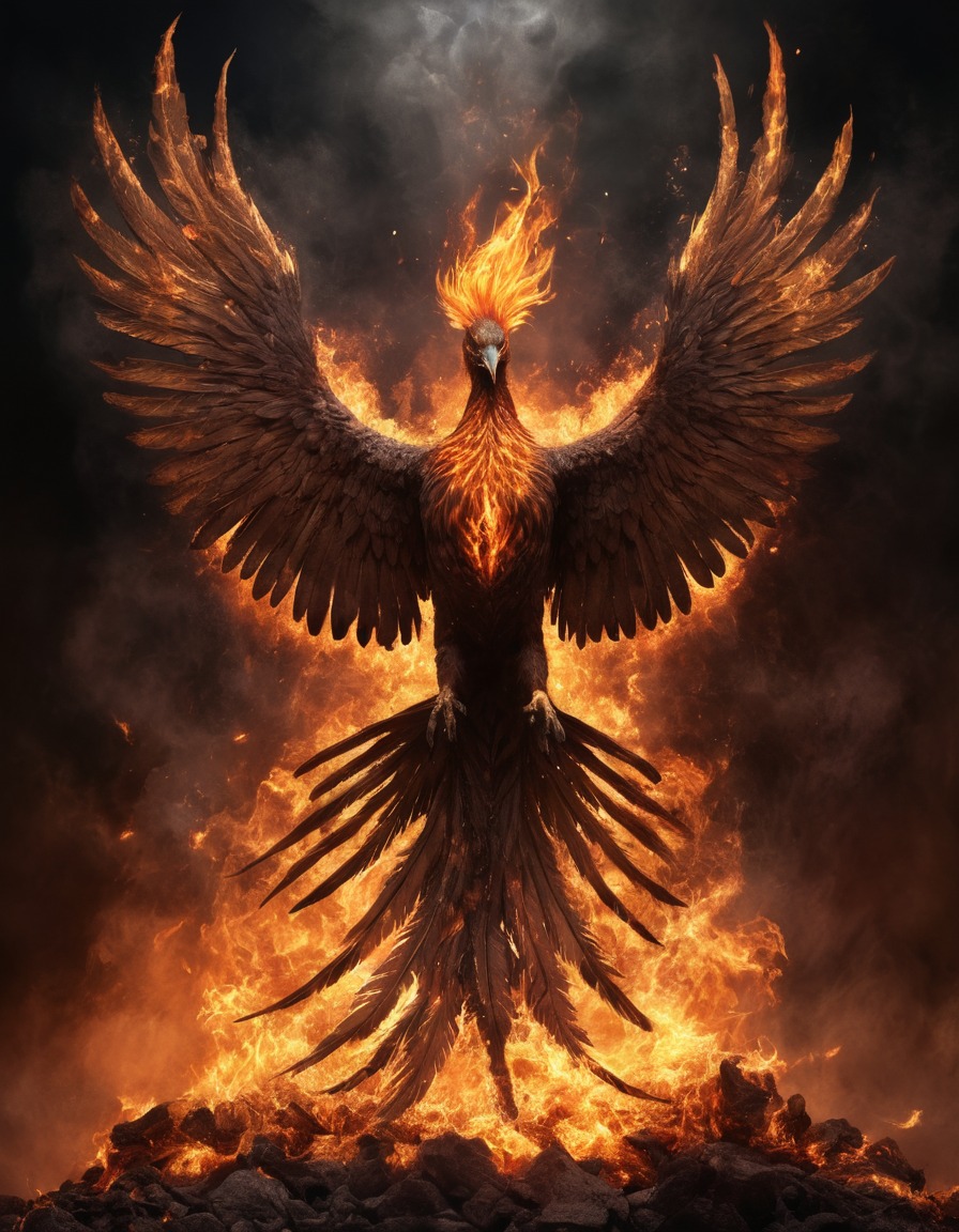 phoenix, mythical creature, rebirth, fire, legendary bird, mythology