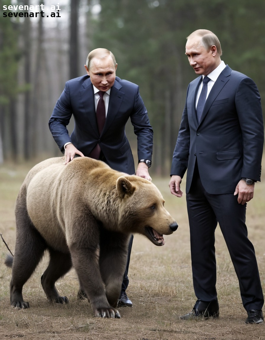 humor, political satire, fantasy, animal encounter, unexpected meeting, putin, russia, russian president