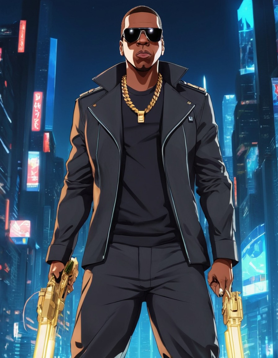 jay-z, superhero, anime, futuristic, technology, weapons