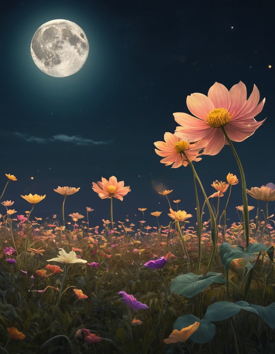 fantasy, magical, faeries, flowers, moonlit, fantastic