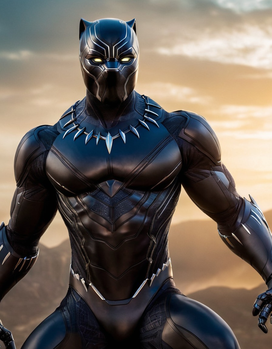 black panther, robot, marvel, superhero, wakanda