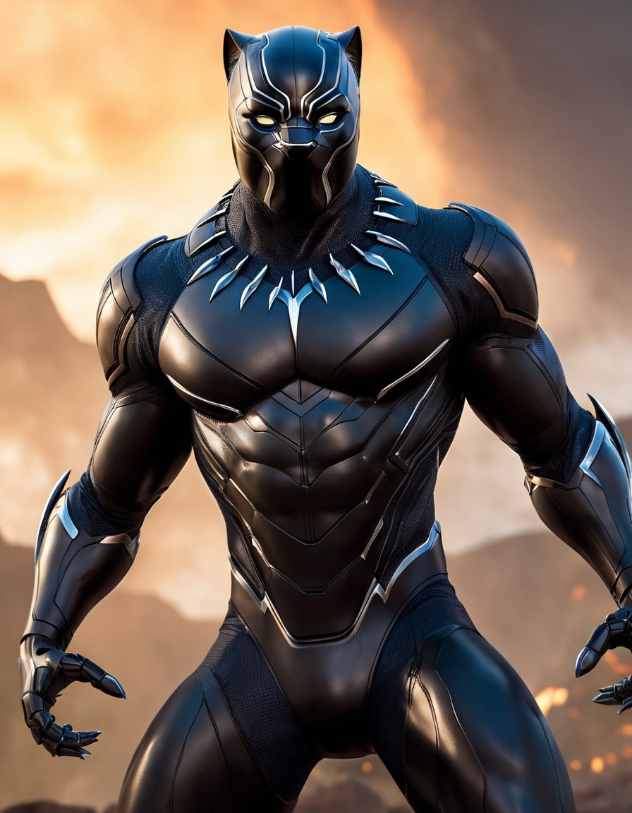 black panther, robot, marvel, superhero, technology