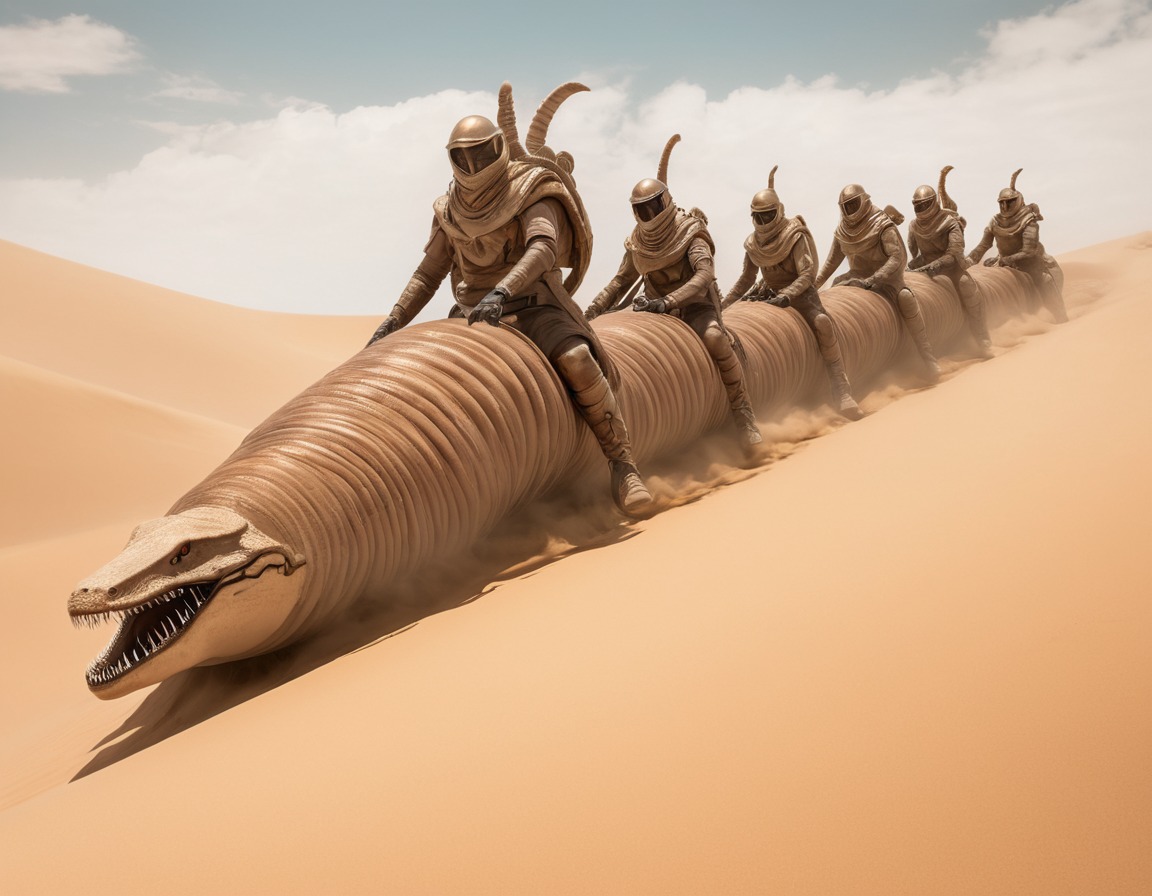 fantasy, science fiction, warriors, sandworms, desert, dune