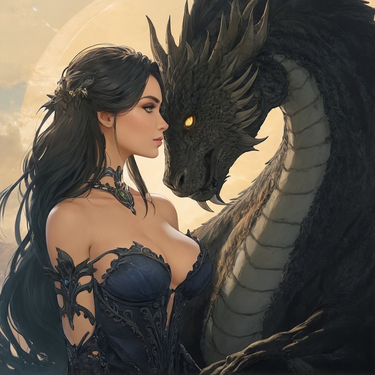 fantasyart, anime, animestyle, blackdragon, blackdragons, dragongirl, dragonguardian, fantasy, petdragon, petmonster, generativeart, synthography, synthographyartist