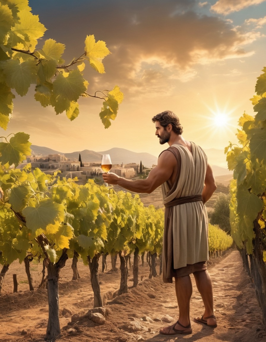 ancient man, vineyard, agriculture, ancient greece, 400 bc, historical scene, farming