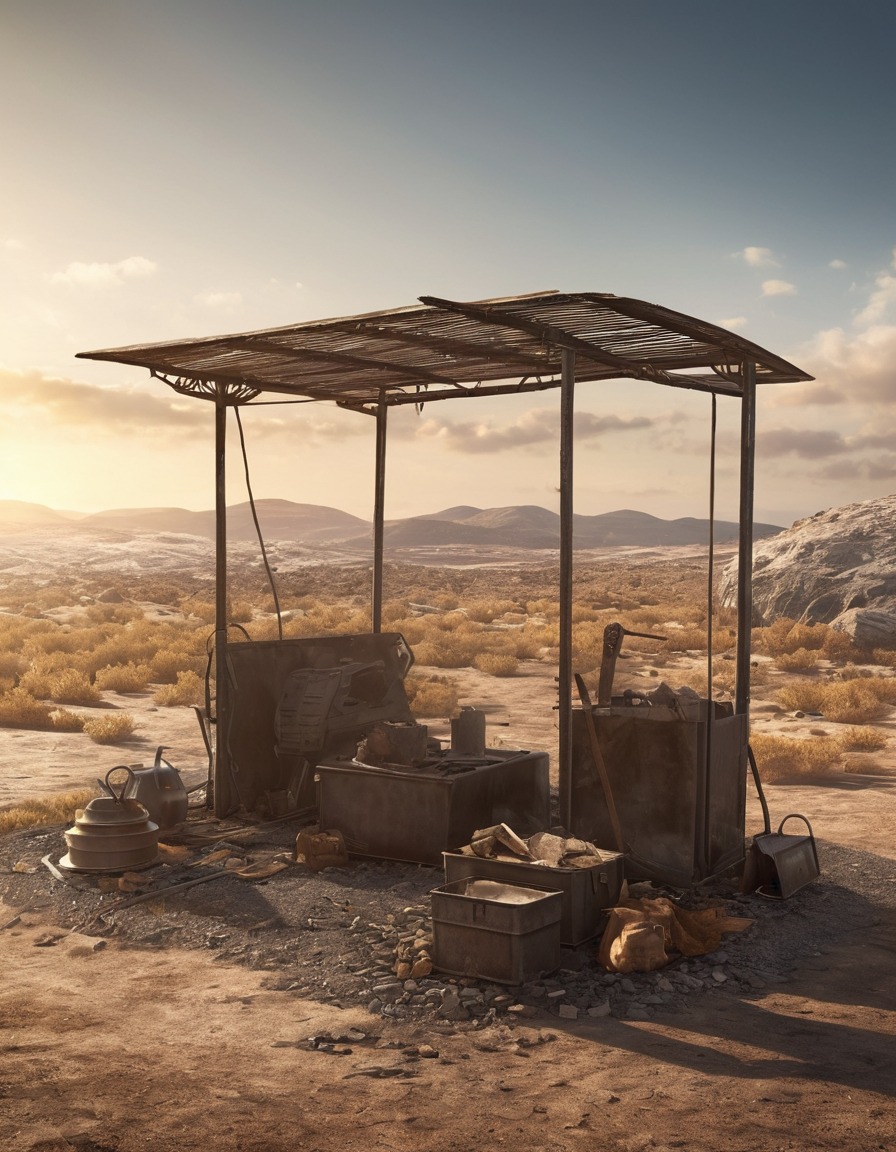 makeshift shelter, scrap metal, rubble, wasteland, family, survival, fallout, games, tv shows