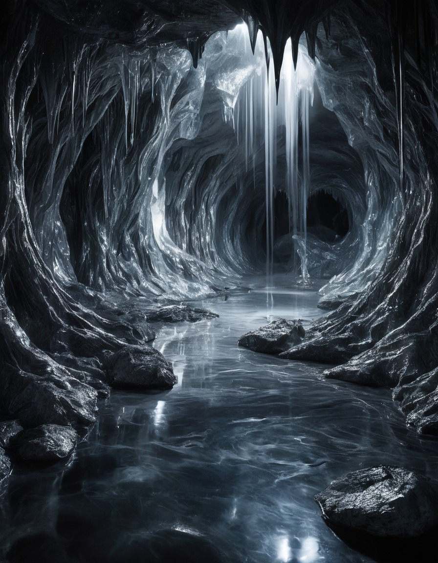 mystical, silver river, crystal cavern, water element, natural beauty, mysterious location