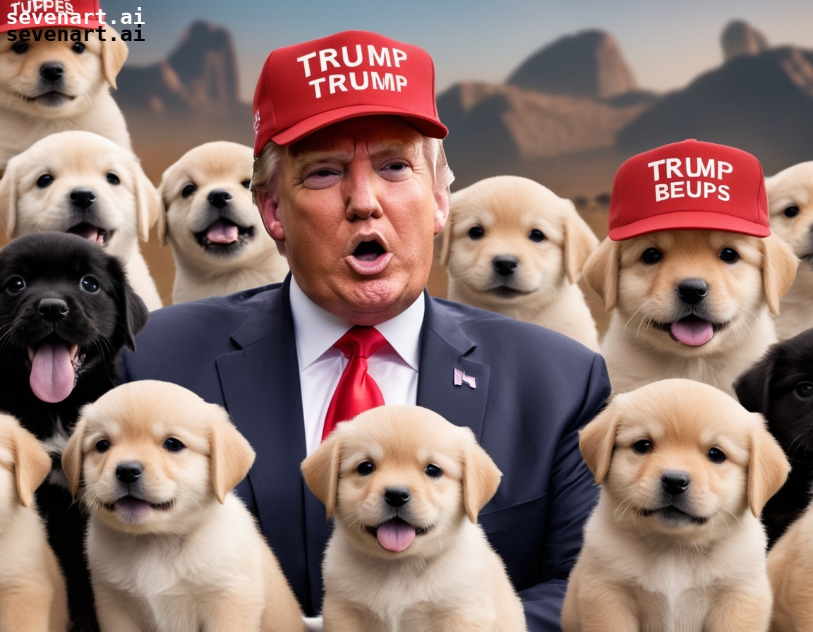 donald trump, puppies, maga hats, cute, bewildered, trump, donaldtrump