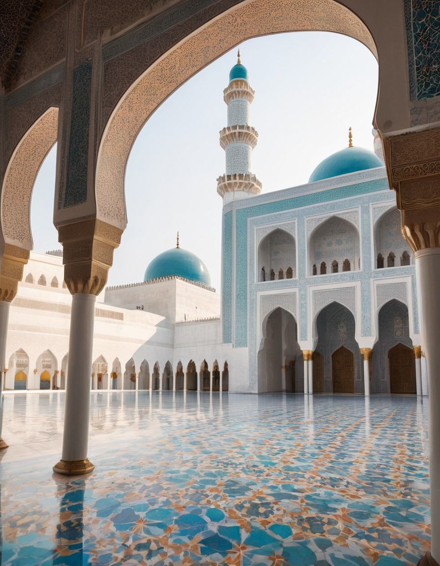 mosque, moorish architecture, geometric patterns, intricate design, tile work