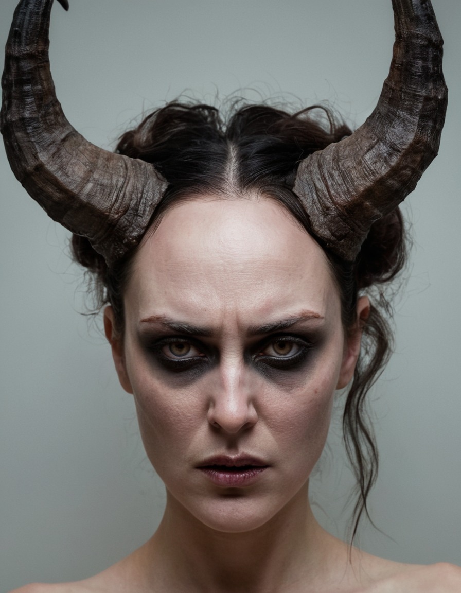 mutations, woman, female, horns, forehead, fantasy, transformation