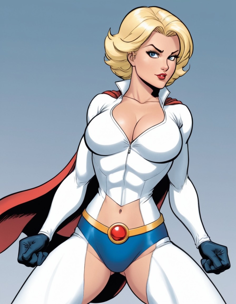 power girl, superhero, comic book character, determination, strength, confident pose, sexy, painted