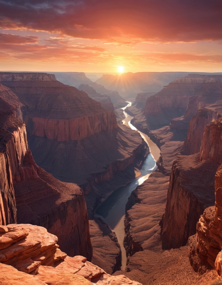 nature, landscape, canyon, sunset, majestic