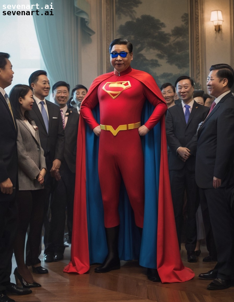 xi jinping, costume party, superhero, cape, mask, china