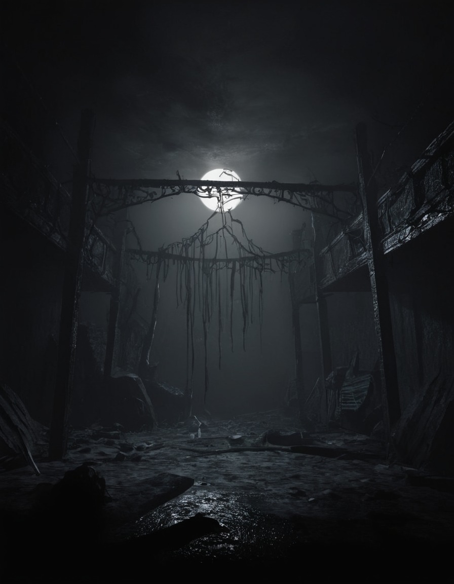 hell, limbo, dark scene, gore, horror, video game, puzzle