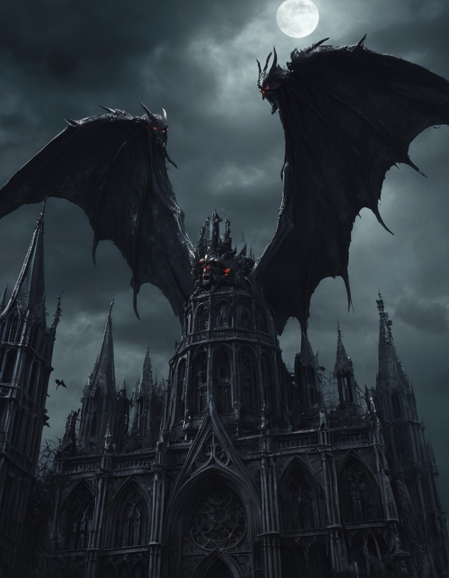 demon, gothic, cathedral, malevolent, supernatural, fantasy, underground, dark