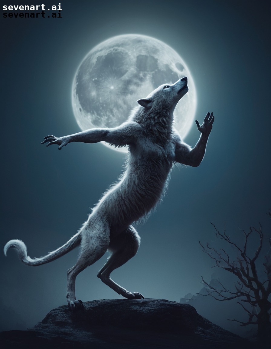 fantasy, mystical, creature, dancing, full moon