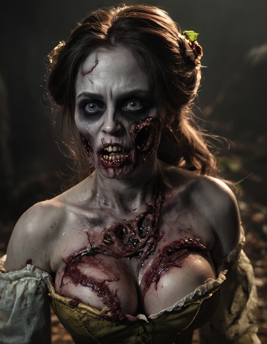 zombie, belle (beauty and the beast), beauty and the beast, undead, horror, fairy tale, disney