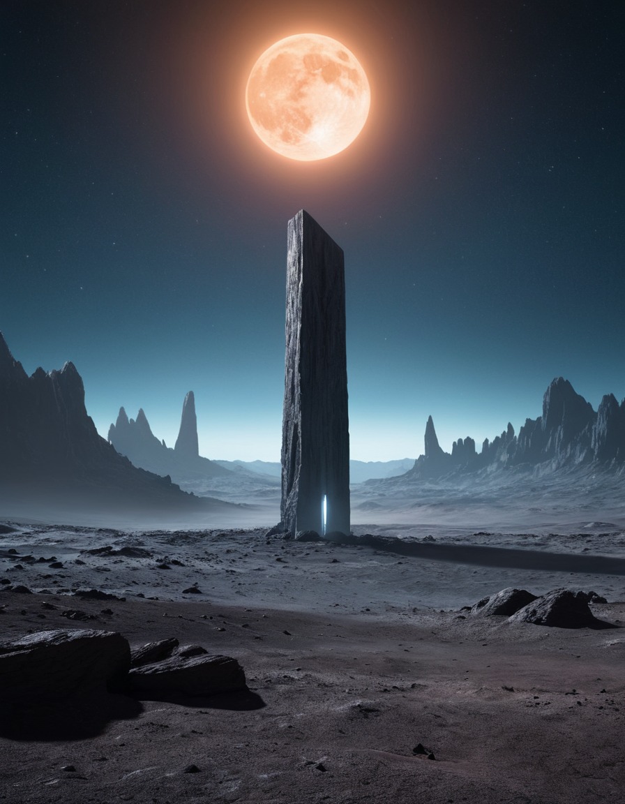 space, moon, monolith, mysterious, alien, astronomy